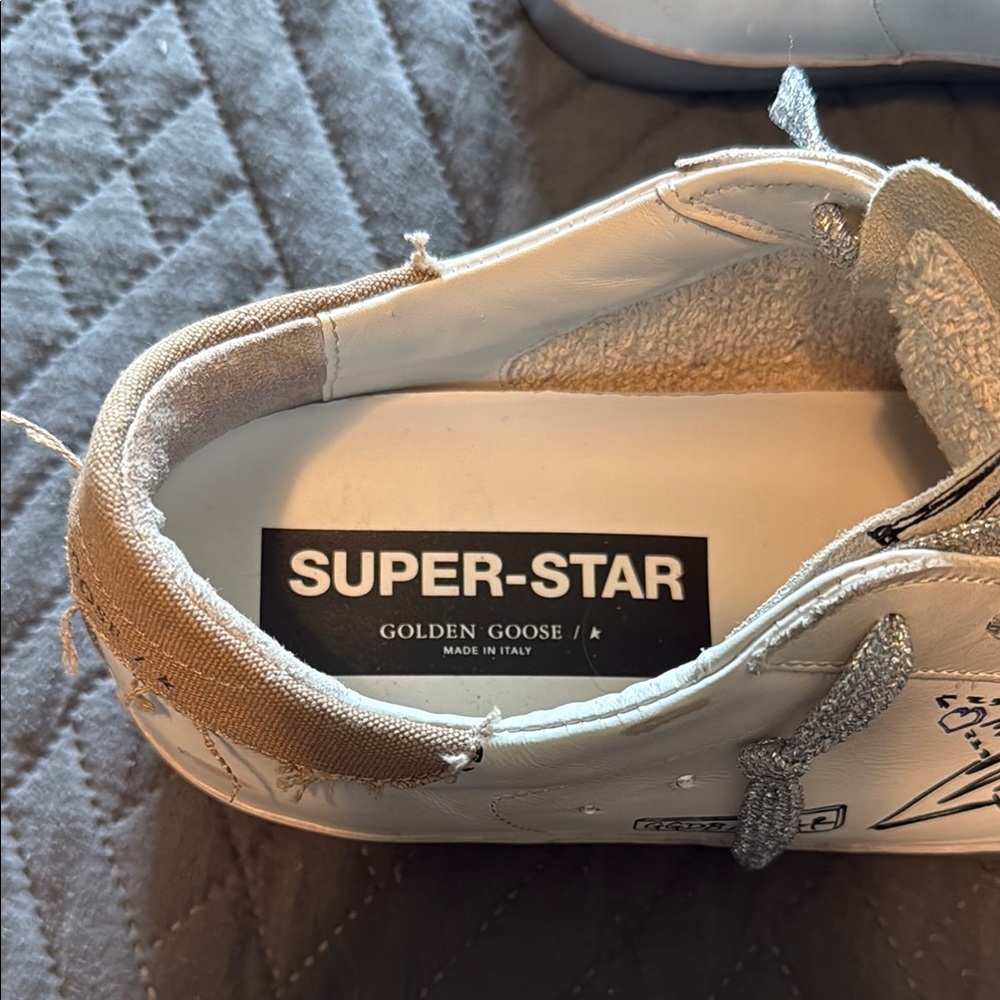 Golden Goose Cream and Gray Sneakers with Silver Laces - Picture 2 of 5